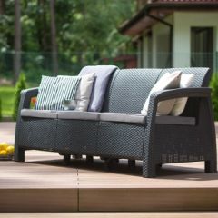 Диван пластиковый Корфу Макс (Corfu love seat max) графит в Еманжелинске - emanzhelinsk.mebel24.online | фото 3