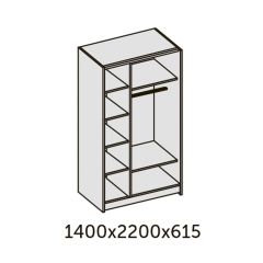 ИННЭС-5 Шкаф-купе 2-х дв. 1400 (2 дв. Ф3 - венге вст. экокожа коричневый) в Еманжелинске - emanzhelinsk.mebel24.online | фото 2