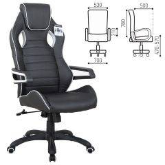 Кресло компьютерное BRABIX Techno Pro GM-003 (экокожа черное/серое, вставки серые) 531814 в Еманжелинске - emanzhelinsk.mebel24.online | фото 1