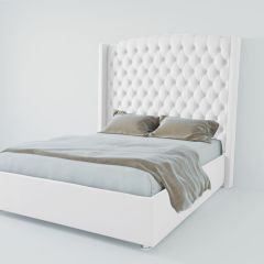 Кровать Берлин ЛЮКС с ПМ 800 (экокожа белая) в Еманжелинске - emanzhelinsk.mebel24.online | фото 1