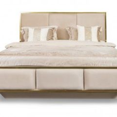 Кровать Lara 1800 с мягким изголовьем + основание (бежевый глянец) в Еманжелинске - emanzhelinsk.mebel24.online | фото 2