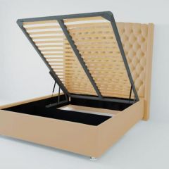 Кровать Берлин ЛЮКС с ПМ 1200 (экокожа бежевая) в Еманжелинске - emanzhelinsk.mebel24.online | фото 2