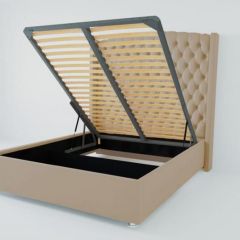 Кровать Берлин ЛЮКС с ПМ 1600 (велюр светло-серый) в Еманжелинске - emanzhelinsk.mebel24.online | фото 2