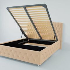 Кровать Нягань с ПМ 2000 (экокожа бежевая) в Еманжелинске - emanzhelinsk.mebel24.online | фото