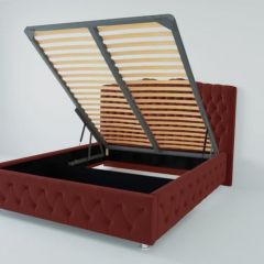 Кровать Нягань с ПМ 2000 (велюр бордо) в Еманжелинске - emanzhelinsk.mebel24.online | фото 1