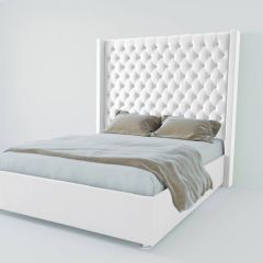 Кровать Версаль ЛЮКС с ПМ 1800 (экокожа белая) в Еманжелинске - emanzhelinsk.mebel24.online | фото 1