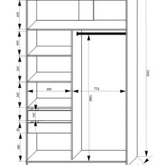 Шкаф-купе 1400 серии SOFT D1+D3+B2+PL1 (2 ящика+1штанга) профиль «Графит» в Еманжелинске - emanzhelinsk.mebel24.online | фото 3