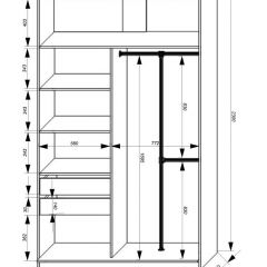 Шкаф-купе 1400 серии SOFT D8+D2+B2+PL4 (2 ящика+F обр.штанга) профиль «Графит» в Еманжелинске - emanzhelinsk.mebel24.online | фото 3