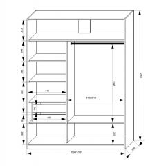 Шкаф-купе 1500 серии NEW CLASSIC K2+K2+B2+PL2(2 ящика+1 штанга+1 полка) профиль «Капучино» в Еманжелинске - emanzhelinsk.mebel24.online | фото 3
