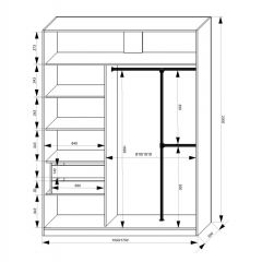 Шкаф-купе 1500 серии NEW CLASSIC K4+K4+B2+PL4 (2 ящика+F обр. штанга) профиль «Капучино» в Еманжелинске - emanzhelinsk.mebel24.online | фото 3