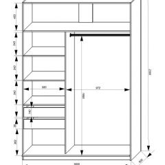 Шкаф-купе 1600 серии SOFT D1+D3+B2+PL1 (2 ящика+1штанга) профиль «Графит» в Еманжелинске - emanzhelinsk.mebel24.online | фото 4