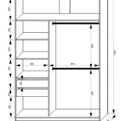 Шкаф-купе 1600 серии SOFT D8+D2+B2+PL4 (2 ящика+F обр.штанга) профиль «Графит» в Еманжелинске - emanzhelinsk.mebel24.online | фото 2