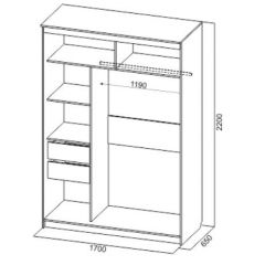 Шкаф-купе №19 Серия 3 Инфинити с зеркалами (1700) Ясень Анкор светлый в Еманжелинске - emanzhelinsk.mebel24.online | фото 6