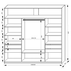 Шкаф-купе 2100 серии SOFT D2+D7+D3+B22+PL2 (по 2 ящика лев/прав+1штанга+1полка) профиль «Графит» в Еманжелинске - emanzhelinsk.mebel24.online | фото 3