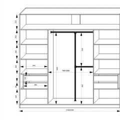 Шкаф-купе 2150 серии NEW CLASSIC K4+K4+K4+B22+PL4(по 2 ящика лев/прав+F обр.штанга) профиль «Капучино» в Еманжелинске - emanzhelinsk.mebel24.online | фото 3