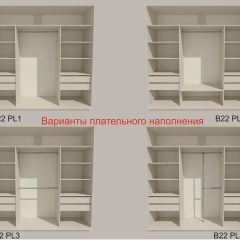 Шкаф-купе 2400 серии SOFT D7+D3+D3+B22+PL4 (по 2 ящика лев/прав+2штанги) профиль «Капучино» в Еманжелинске - emanzhelinsk.mebel24.online | фото 6
