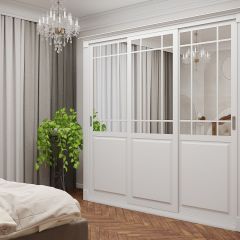 Шкаф-купе 2450 серии NEW CLASSIC K5+K5+K5+B22+PL3 (по 2 ящика лев/прав+1 штанга+1полка) профиль «Капучино» в Еманжелинске - emanzhelinsk.mebel24.online | фото