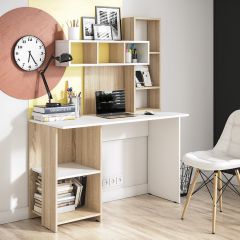 Стол компьютерный Олимп (дуб сонома/белый) в Еманжелинске - emanzhelinsk.mebel24.online | фото