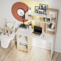 Стол компьютерный Олимп (дуб сонома/белый) в Еманжелинске - emanzhelinsk.mebel24.online | фото 2