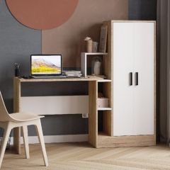 Стол компьютерный СКМ-1 ЛДСП Белый/Дуб сонома в Еманжелинске - emanzhelinsk.mebel24.online | фото