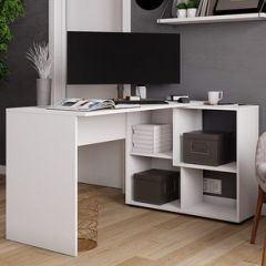 Стол компьютерный угловой СКМУ-4 Белый в Еманжелинске - emanzhelinsk.mebel24.online | фото 1