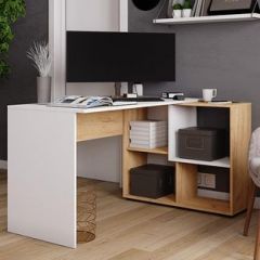 Стол компьютерный угловой СКМУ-4 Белый/Дуб крафт золотой в Еманжелинске - emanzhelinsk.mebel24.online | фото