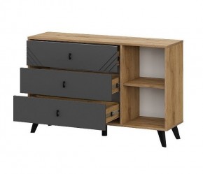 БАЙКАЛ Комод 3 ящика (со створкой) Графит/Дуб золотой в Еманжелинске - emanzhelinsk.mebel24.online | фото 4