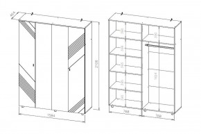 БАЙКАЛ Шкаф четырехстворчатый (Графит/Дуб золотой) в Еманжелинске - emanzhelinsk.mebel24.online | фото 3