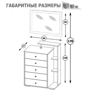 Камелия Комод + Зеркало, цвет белый, ШхГхВ 80х46,8х178 см., НЕ универсальная сборка в Еманжелинске - emanzhelinsk.mebel24.online | фото 6