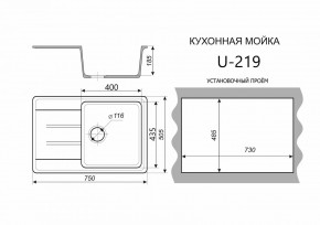 Каменная мойка ULSTONE U-219 (755х505) в Еманжелинске - emanzhelinsk.mebel24.online | фото 2