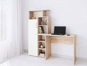 Компьютерный Стол Квартет-7 Дуб сонома/Белый в Еманжелинске - emanzhelinsk.mebel24.online | фото