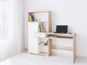 Компьютерный стол Квартет-8 дуб сонома/белый в Еманжелинске - emanzhelinsk.mebel24.online | фото