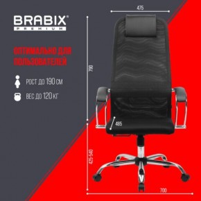 Кресло BRABIX PREMIUM "Ultimate EX-800" хром, плотная двойная сетка Х2, черное, 532911 в Еманжелинске - emanzhelinsk.mebel24.online | фото 6