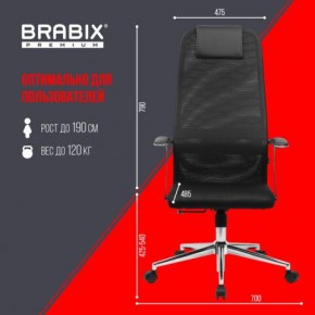 Кресло BRABIX PREMIUM "Ultimate EX-801" хром, плотная двойная сетка Х2, черное, 532917 в Еманжелинске - emanzhelinsk.mebel24.online | фото 7