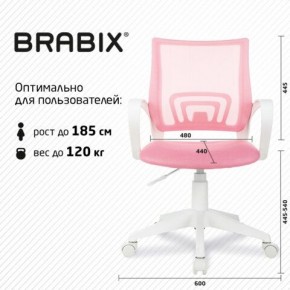 Кресло BRABIX "Fly MG-396W", с подлокотниками, пластик белый, сетка, розовое, 533008 в Еманжелинске - emanzhelinsk.mebel24.online | фото 5