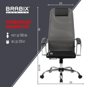 Кресло офисное BRABIX PREMIUM "Ultimate EX-800" хром, плотная двойная сетка Х2, черное/серое, 532912 в Еманжелинске - emanzhelinsk.mebel24.online | фото 3