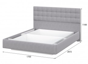 Кровать двойная №2 (универсальная 1.6х2.0) Серия 2 + основание (Белый/Серый ткань/Квадро Серый ткань) в Еманжелинске - emanzhelinsk.mebel24.online | фото 2