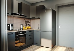 Кухня угловая Антрацит 2200х1000 (Стол. 38мм) в Еманжелинске - emanzhelinsk.mebel24.online | фото 1