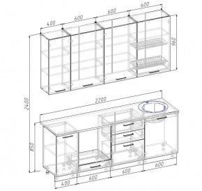 Кухонный гарнитур Жемчуг 2200 (Стол. 38мм) в Еманжелинске - emanzhelinsk.mebel24.online | фото 2