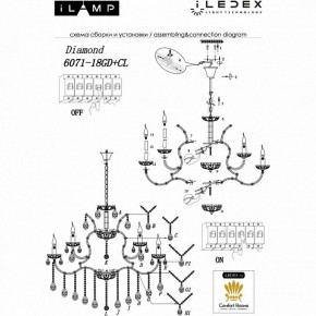 Подвесная люстра iLamp Diamond 6071-18 GD+CL в Еманжелинске - emanzhelinsk.mebel24.online | фото 2