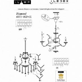 Подвесная люстра iLamp Diamond 6071-8 GD+CL в Еманжелинске - emanzhelinsk.mebel24.online | фото 2