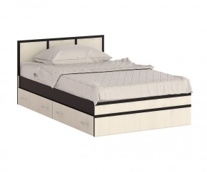 Сакура Кровать с ящиками 1200, цвет венге/дуб лоредо, ШхГхВ 123,5х203,5х80 см., сп.м. 1200х2000 мм., без матраса, основание есть, универсальная сборка в Еманжелинске - emanzhelinsk.mebel24.online | фото 4
