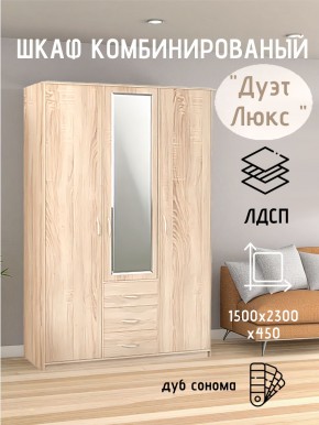 Шкаф комбинированный Дуэт Люкс с зеркалом в Еманжелинске - emanzhelinsk.mebel24.online | фото