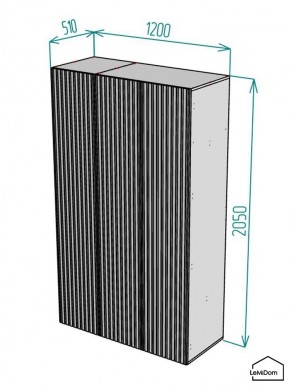 Шкаф Linnea MHR-3-2 2050х1200х510 (Графит-М 11.1.25) в Еманжелинске - emanzhelinsk.mebel24.online | фото 2