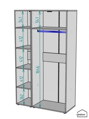 Шкаф Linnea MHR-3PO-1 2050х1200х510 (Белый-М 11.1.1) в Еманжелинске - emanzhelinsk.mebel24.online | фото 3