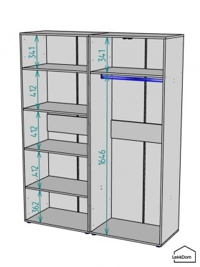 Шкаф Linnea MHR-4-1 2050х1600х510 (Графит-М 11.1.25) в Еманжелинске - emanzhelinsk.mebel24.online | фото 3