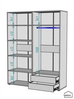 Шкаф Linnea MHR-4PO-2 2050х1600х510 (Белый-М 11.1.2) в Еманжелинске - emanzhelinsk.mebel24.online | фото 3