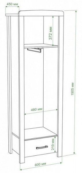 Шкаф платяной Бартоло Ш1Д в Еманжелинске - emanzhelinsk.mebel24.online | фото 2