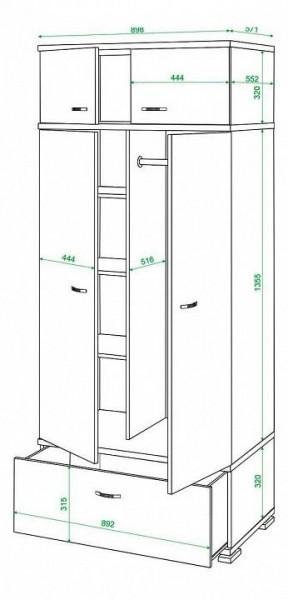 Шкаф платяной Домино КС-20 в Еманжелинске - emanzhelinsk.mebel24.online | фото 3
