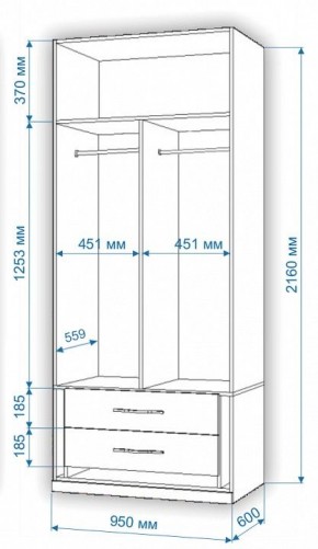 Шкаф платяной Нобиле Пл-95/60 в Еманжелинске - emanzhelinsk.mebel24.online | фото 2